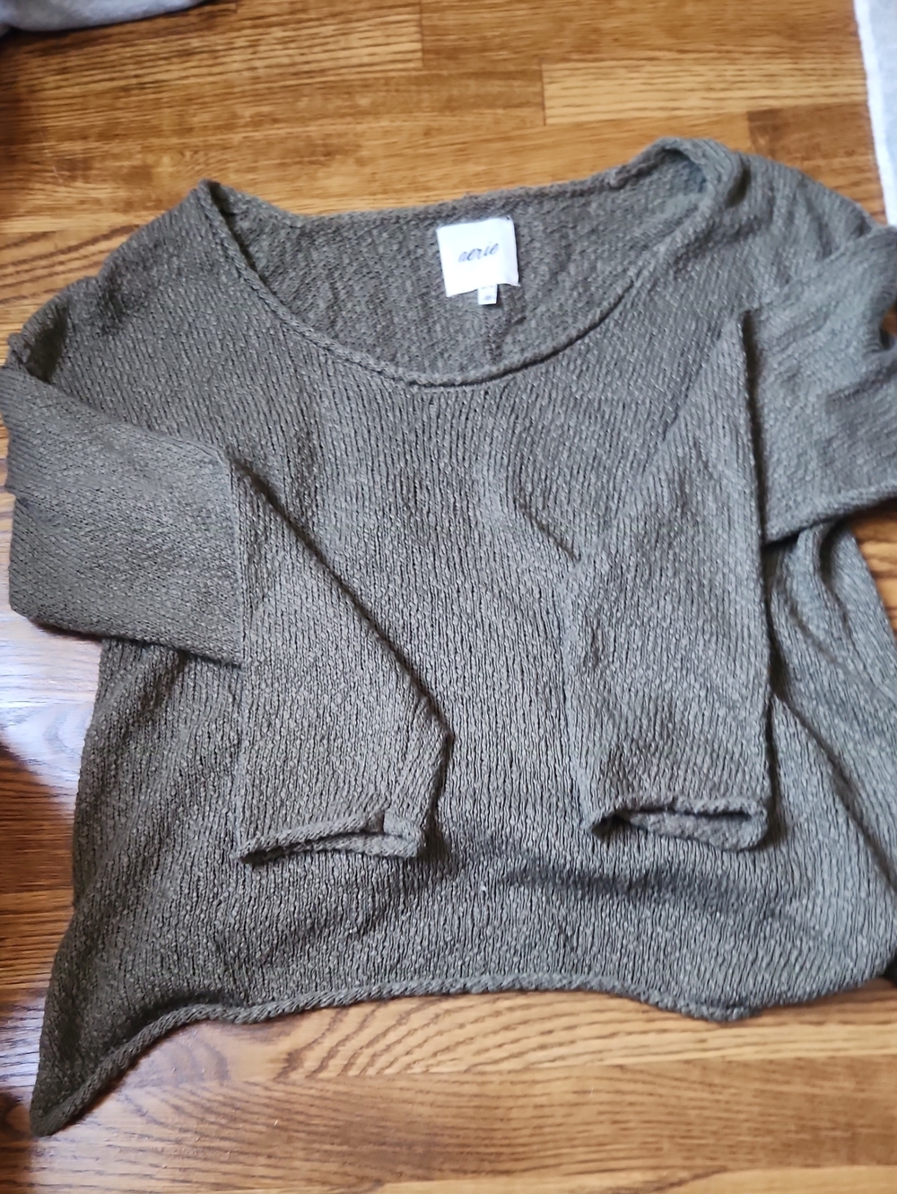aerie Olive Scoop-Neck Knit Sweater